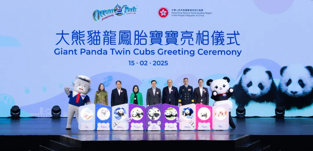 大熊貓龍鳳胎寶寶亮相儀式在港舉行 鄭雁雄出席